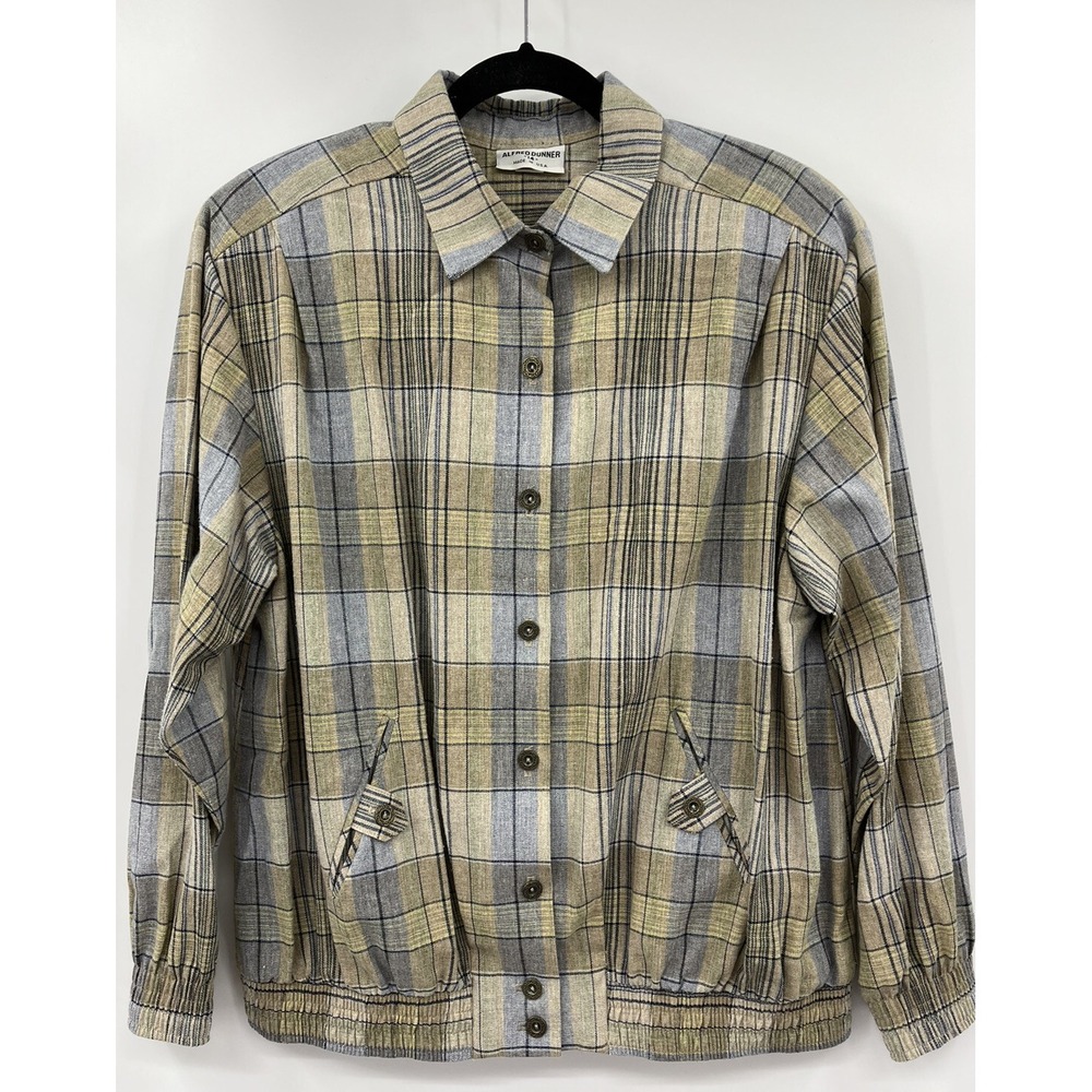 Vintage Alfred Dunner Size 14 Button Front Jacket Pockets Plaid Made In USA